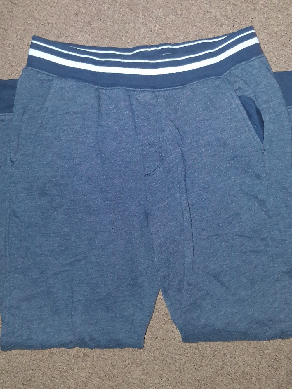 Athletic Works Navy & White Striped Waist Jogger Sweatpants